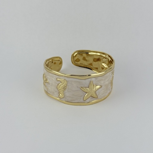 [AC-PL-286] BRAZALETE EN ACERO GOLD RIGIDO ESMALTADO
