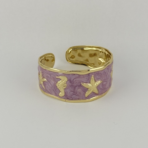[AC-PL-287] BRAZALETE EN ACERO GOLD RIGIDO ESMALTADO