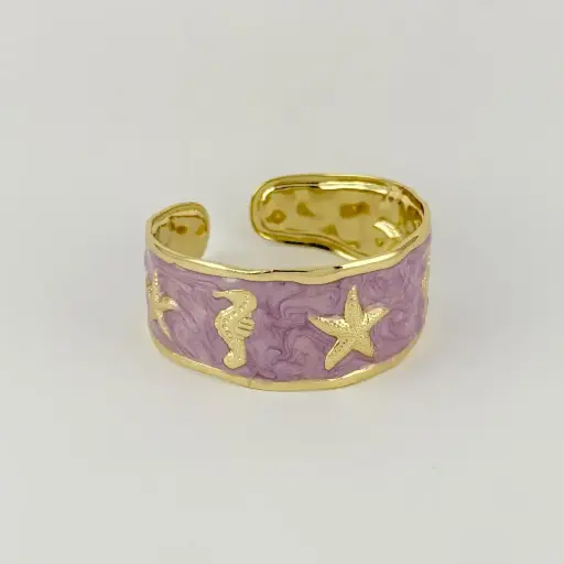 [AC-PL-287] Brazalete en acero gold rigido esmaltado modelo 2