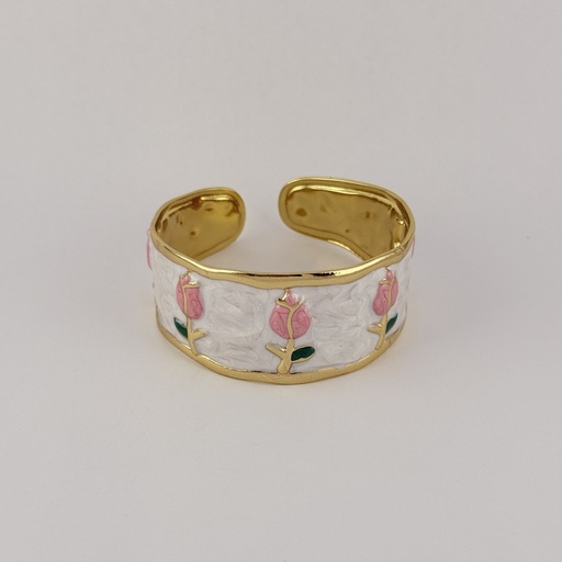 [AC-PL-288] BRAZALETE EN ACERO GOLD RIGIDO ESMALTADO