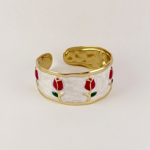 [AC-PL-289] BRAZALETE EN ACERO GOLD RIGIDO ESMALTADO