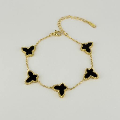 [AC-PL-298] Pulsera en acero gold van cleef mariposa negro