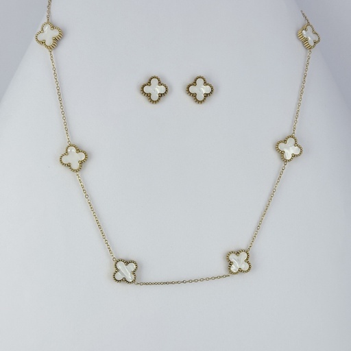 [AC-JU-221] JUEGO EN ACERO GOLD VAN CLEEF BLANCO