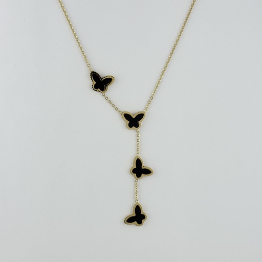 [AC-CDD-204] COLLAR EN ACERO GOLD VAN CLEEF MARIPOSAS