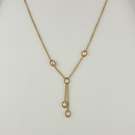 [AC-CDD-206] COLLAR EN ACERO GOLD CRISTALES BLANCOS