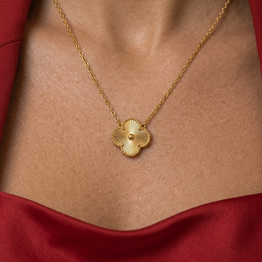 [AC-CDD-207] Collar en acero inoxidable flor dorada