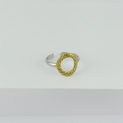 [AC-AN-304] ANILLO EN ACERO BICOLOR AJUSTABLE MINIMALISTA