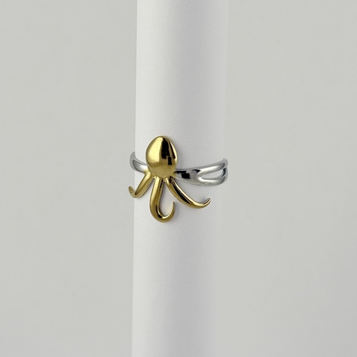 [AC-AN-306] ANILLO EN ACERO BICOLOR AJUSTABLE MINIMALISTA