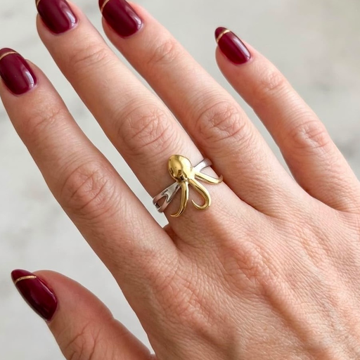 [AC-AN-306] Anillo en acero bicolor ajustable minimalista modelo 13