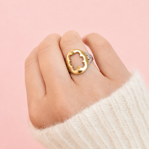 [AC-AN-309] Anillo en acero bicolor ajustable minimalista tous