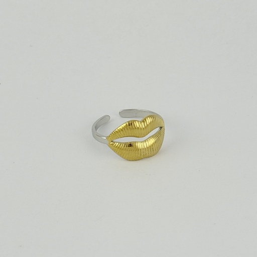 [AC-AN-317] Anillo en acero bicolor ajustable minimalista modelo 23