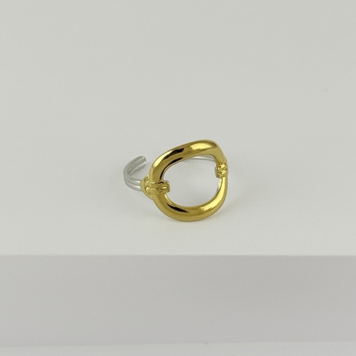 [AC-AN-320] ANILLO EN ACERO BICOLOR AJUSTABLE MINIMALISTA