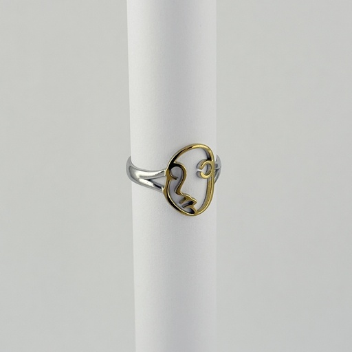 [AC-AN-335] Anillo en acero bicolor ajustable minimalista modelo 27