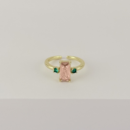 [G-AN-222] Anillo en rodinado gold cristales colores modelo 22