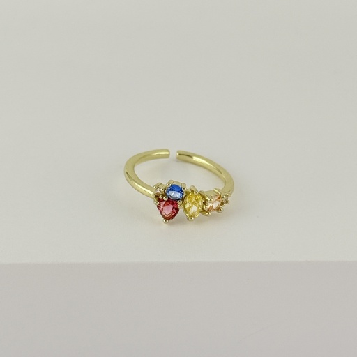 [G-AN-228] Anillo en rodinado gold cristales colores modelo 10