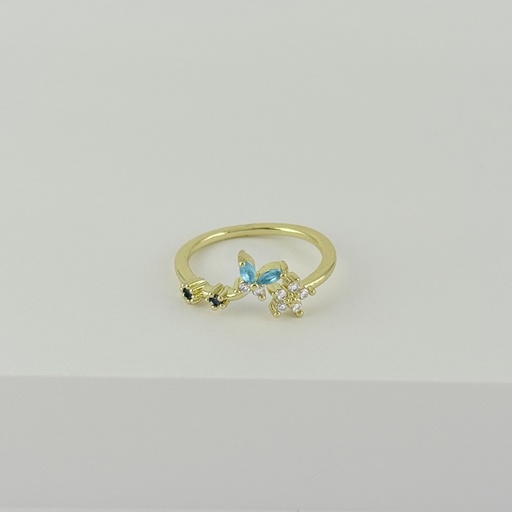 [G-AN-232] Anillo en rodinado gold cristales colores modelo 9