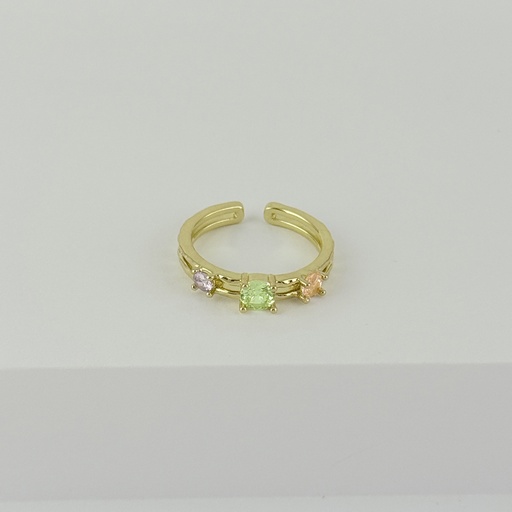[G-AN-238] Anillo en rodinado gold cristales colores modelo 17