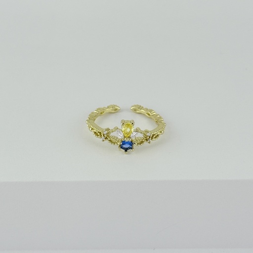 [G-AN-240] ANILLO EN RODINADO GOLD CRISTALES COLORES