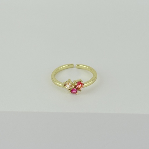 [G-AN-249] Anillo en rodinado gold cristales colores modelo 31