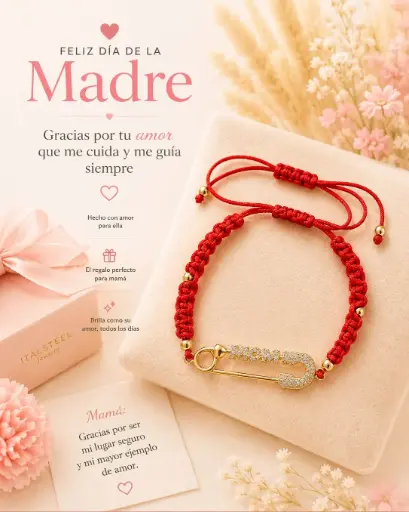 [JE-PL-100] Pulsera en rodinado artesanal dije mamá