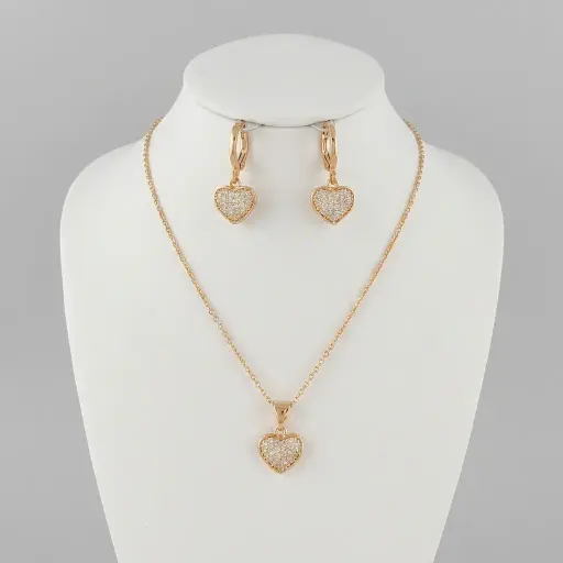[G-JU-150] Juego en Rodinado Gold Champagne microcirconia Corazón