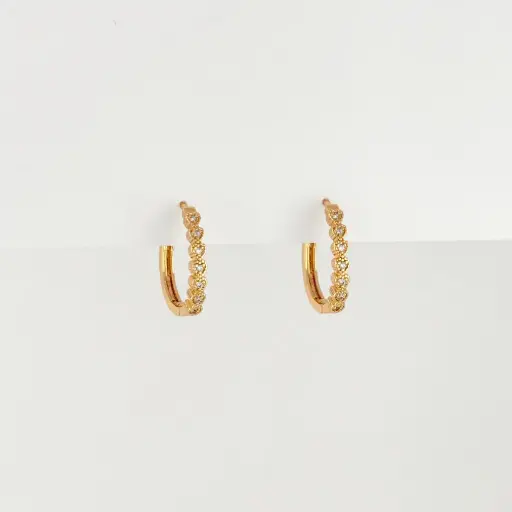 [G-AR-460] Aretes en Rodinado Gold Champagne corazones circones 2 cm