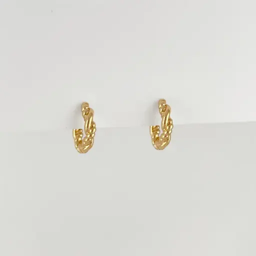 [G-AR-465] Argolla huggie en rodinado gold cadenas entrelazadas 1.5 cm