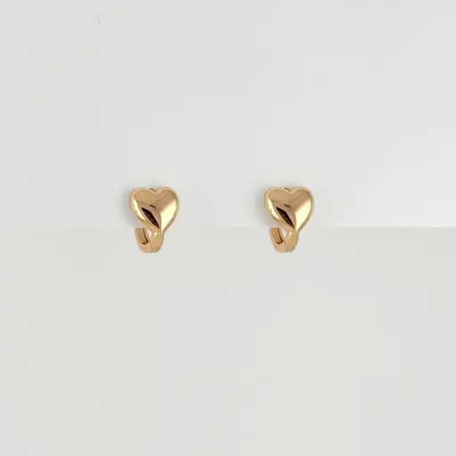 [G-AR-466] Argolla huggie en rodinado gold corazón liso 1. cm 