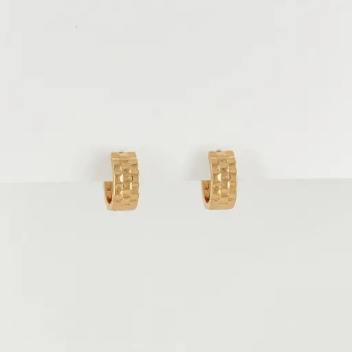 [G-AR-468] Argolla huggie en rodinado gold mosaico 1.4 cm