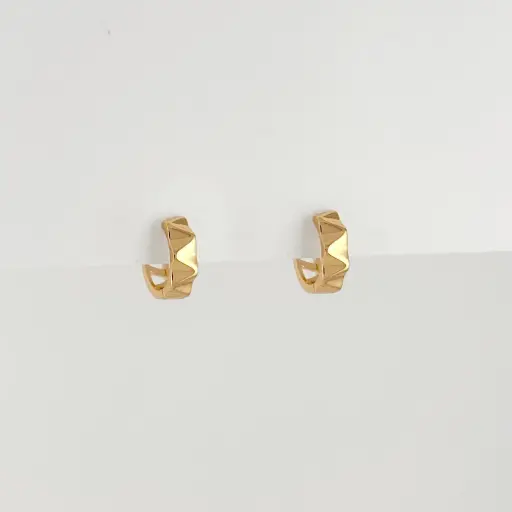 [G-AR-469] Argolla huggie en rodinado gold prisma 1.4 cm