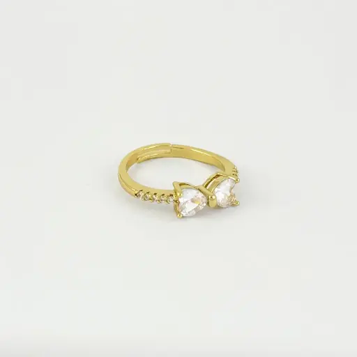 [G-AN-260] Anillo ajustable en rodinado gold / silver lazo cristal tipo pandora color surtido