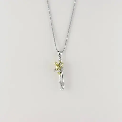 [G-CDD-226] Collar en rodinado cadena silver dije bicolor "Mamá & Bebé"