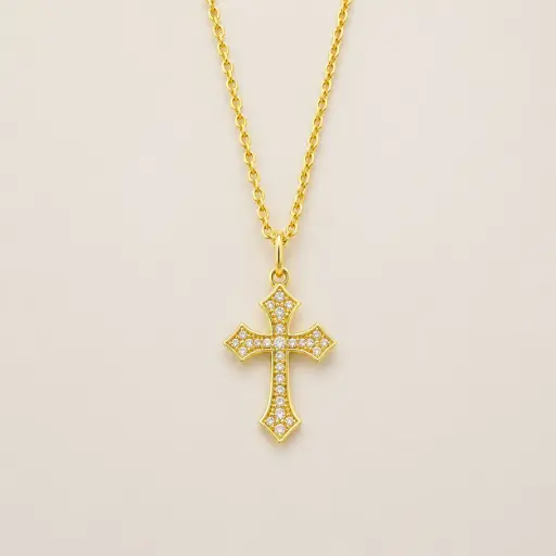 [G-CDD-233] Cadena en rodinado gold cadena especial dije microcirconia cruz
