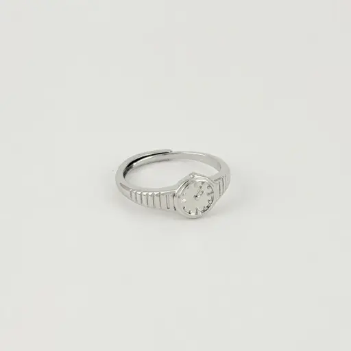 [G-AN-266] Anillo en rodinado gold / silver figura reloj simple