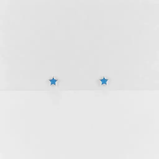 [P-AR-194] Aretes en Plata ley 925 estrella mini circón turquesa