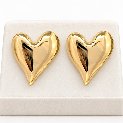[AC-AR-508] Arete en Acero Inoxidable gold corazón
