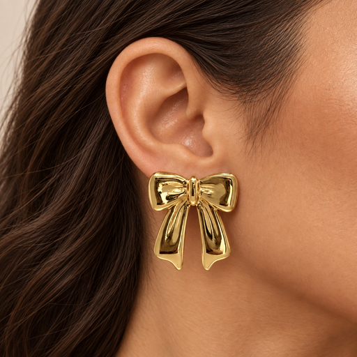 [AC-AR-509] Arete en Acero Inoxidable gold lazo