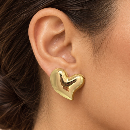 [AC-AR-512] Arete en Acero Inoxidable gold corazón