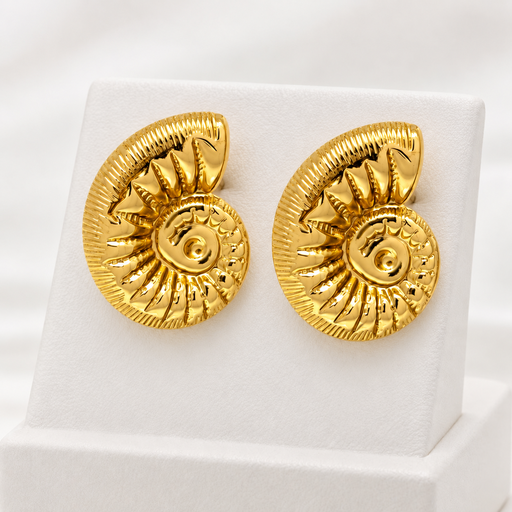 [AC-AR-523] Arete en Acero Inoxidable gold caracol 