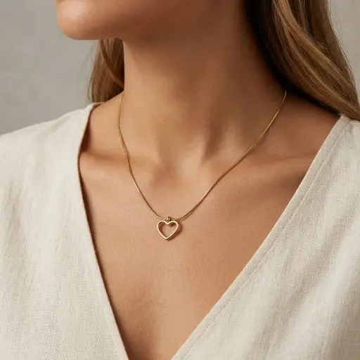 [AC-CDD-236] Collar en Acero Inoxidable dorado corazón