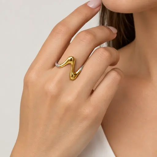 [AC-AN-381] Anillo en Acero Inoxidable Bicolor