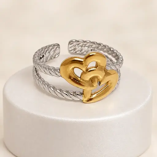 [AC-AN-382] Anillo en Acero Inoxidable Bicolor