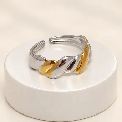 [AC-AN-383] Anillo en Acero Inoxidable Bicolor