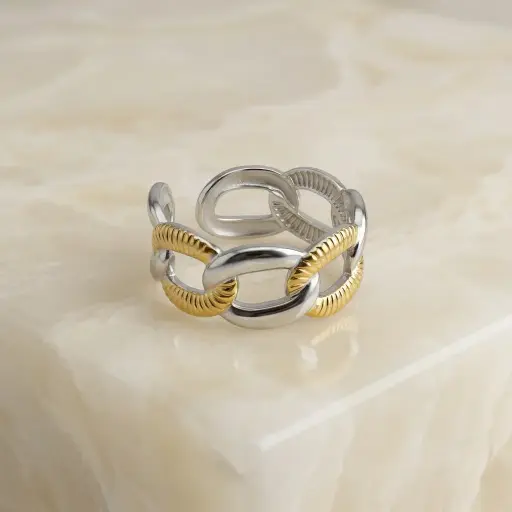 [AC-AN-391] Anillo en Acero Inoxidable Bicolor