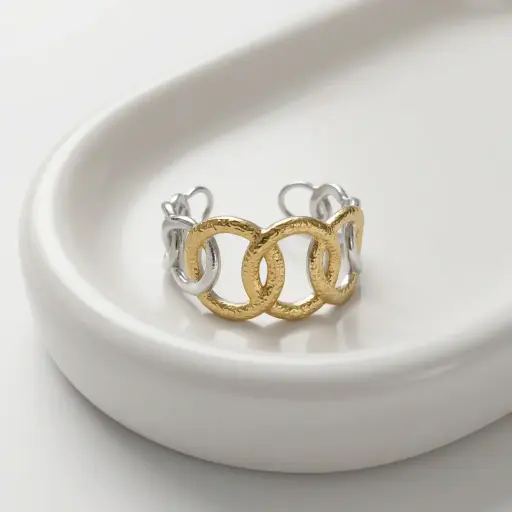[AC-AN-392] Anillo en Acero Inoxidable Bicolor