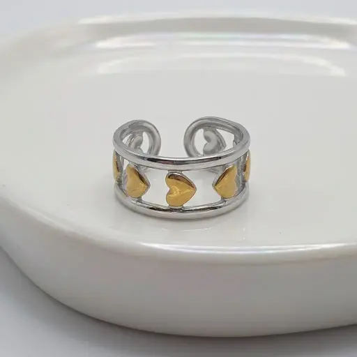 [AC-AN-395] Anillo en Acero Inoxidable Bicolor
