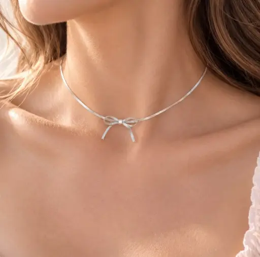 [AC-CDD-241] Collar en Acero Inoxidable plateado lazo