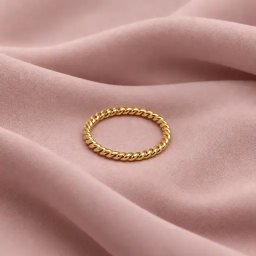 [AC-AN-419] Anillo en acero inoxidable premium gold bolitas 316L